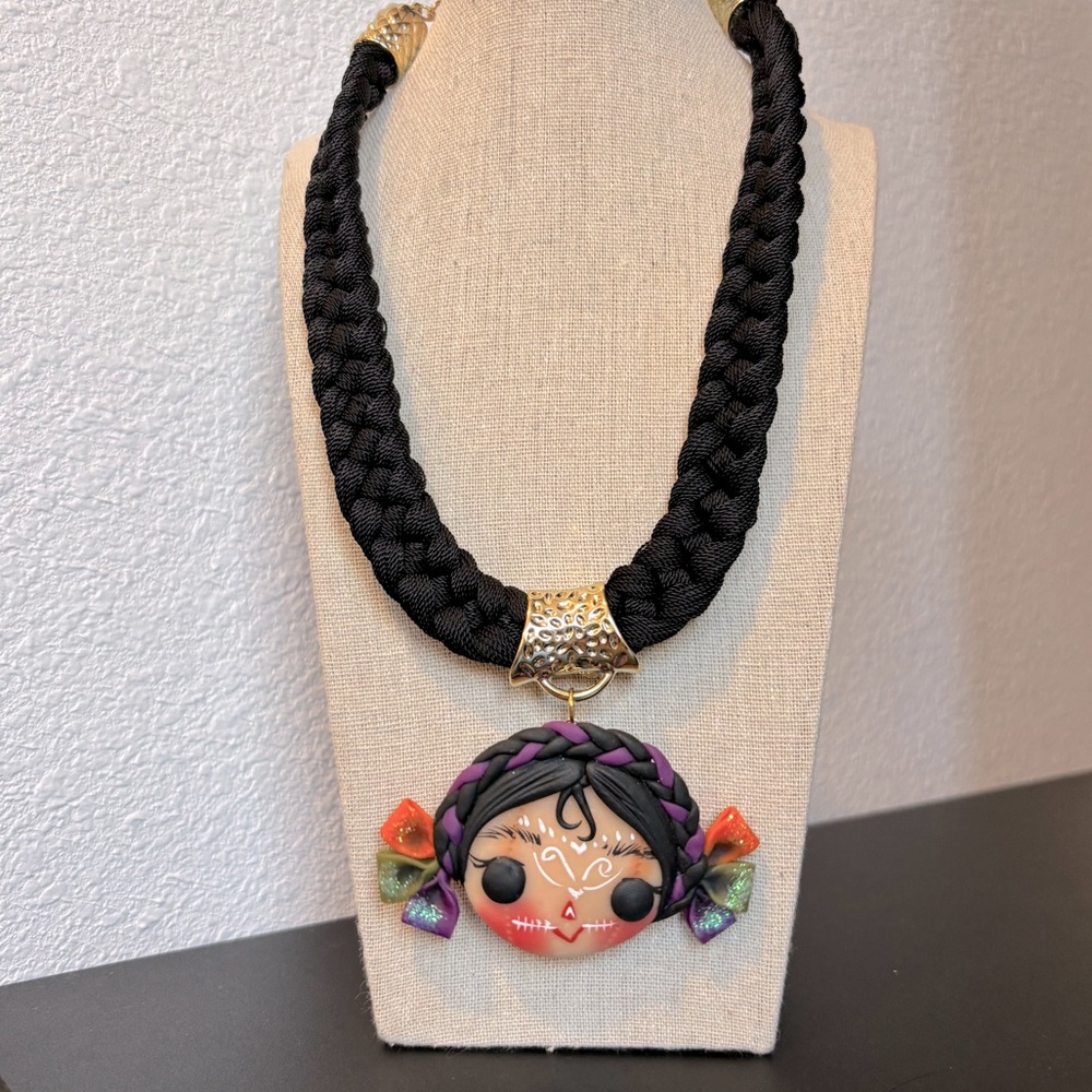 Unique Handmade Frida Clay Necklace